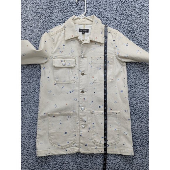 Free Assembly Denim Chore Jacket Womens S Floral Cottagecore Gardencore Ivory - Picture 12 of 12